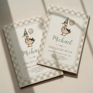 Brown Sage One Lucky Duck Balloon 1. Geburtstag Einladung