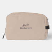 Brown Sailing Boat and Name on Beige Waschbeutel (Rückseite)