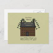 Brown Saltbox House Neue Adresse Ankündigungspostkarte (Vorne/Hinten)