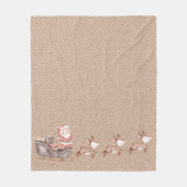 Brown Santa in Sleigh Fleece Blanket (Vorderseite)