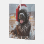 Brown Santa Newf Sitting in Snow Ornament (Vorderseite links)