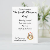 Brown Santa Uhu Einladung (Stehend Vorderseite)