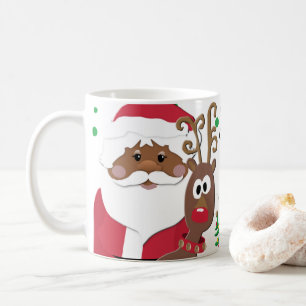 Brown Santa und Rudolph spielerisch Weihnachts-Tas Kaffeetasse
