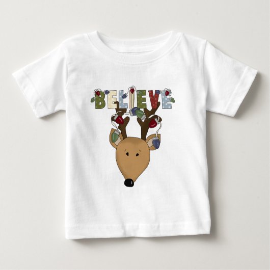 Brown Santa's Rentier glaubt Urlaub Baby T-shirt (Vorderseite)