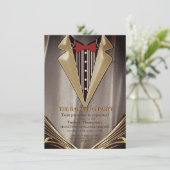 Brown Satin & Ivory Blume Bachelor Einladung (Stehend Vorderseite)