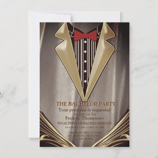 Brown Satin & Ivory Blume Bachelor Einladung (Vorderseite)