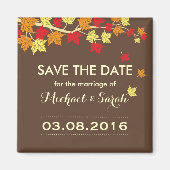 Brown Save the Date Maple Leaf Hochzeit im Herbst Magnet (Vorne)