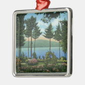 Brown-Schwan-Park-Ansicht des Sees Silbernes Ornament (Links)