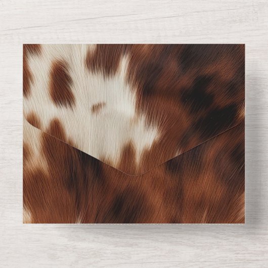 Brown Schwarz-weiß Cowhide All In One Einladung (Rückseite)