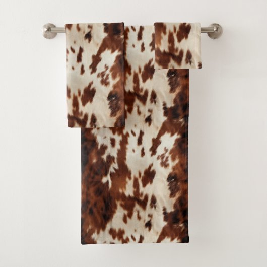Brown Schwarz-weiß Cowhide Badhandtuch Set (Insitu)