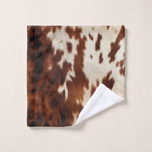 Brown Schwarz-weiß Cowhide Badhandtuch Set (Waschlappen)