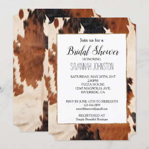 Brown Schwarz-weiß Cowhide Einladung