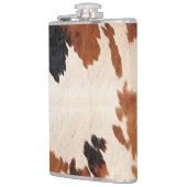 Brown Schwarz-weiß Cowhide Flachmann (Links)