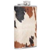 Brown Schwarz-weiß Cowhide Flachmann (Rechts)