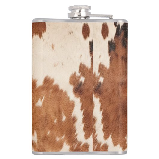 Brown Schwarz-weiß Cowhide Flachmann (Rückseite)