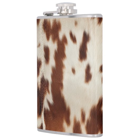 Brown Schwarz-weiß Cowhide Flachmann (Links)