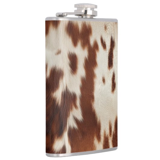 Brown Schwarz-weiß Cowhide Flachmann (Rechts)