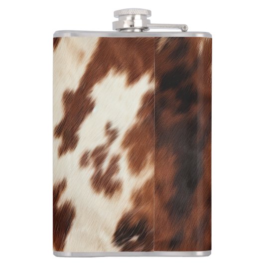 Brown Schwarz-weiß Cowhide Flachmann (Rückseite)