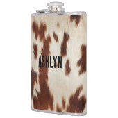 Brown Schwarz-weiß Cowhide Flachmann (Links)