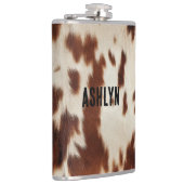 Brown Schwarz-weiß Cowhide Flachmann (Rechts)