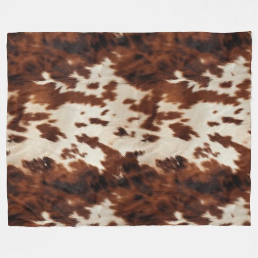 Brown Schwarz-weiß Cowhide Fleecedecke (Vorderseite (Horizontal))