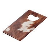 Brown Schwarz-weiß Cowhide Geldbeutel Flaschenöffner (Rückseite Schrägansicht)