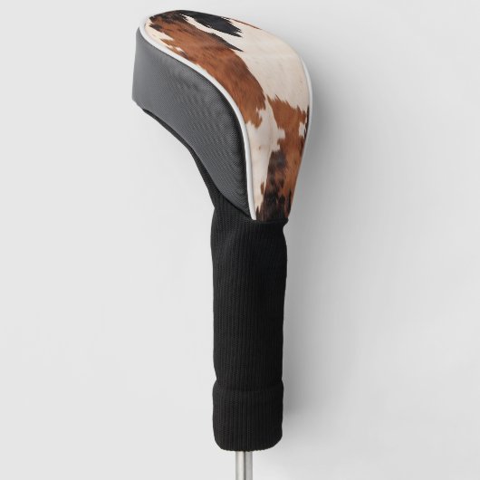 Brown Schwarz-weiß Cowhide Golf Headcover (angewinkelt)