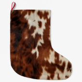 Brown Schwarz-weiß Cowhide Großer Weihnachtsstrumpf (Vorderseite)