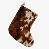 Brown Schwarz-weiß Cowhide Großer Weihnachtsstrumpf (Vorderansicht (hängend))