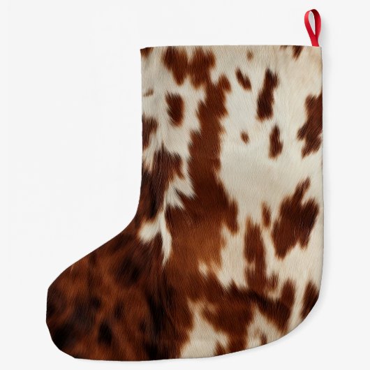 Brown Schwarz-weiß Cowhide Großer Weihnachtsstrumpf (Rückseite)
