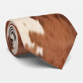 Brown Schwarz-weiß Cowhide Krawatte (Gerollt)