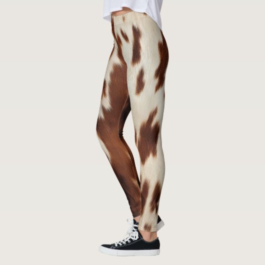 Brown Schwarz-weiß Cowhide Leggings (Links)