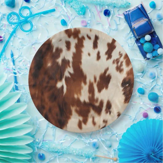 Brown Schwarz-weiß Cowhide Pappteller (Party)