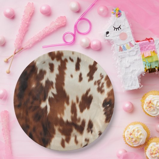Brown Schwarz-weiß Cowhide Pappteller (Party)