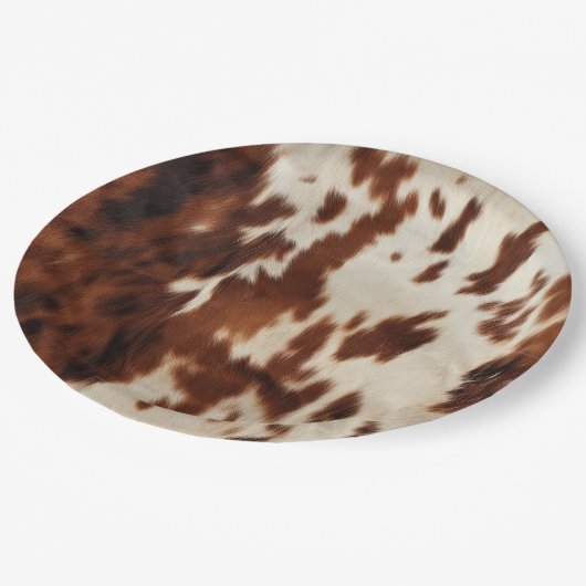 Brown Schwarz-weiß Cowhide Pappteller (Schrägansicht)