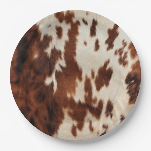 Brown Schwarz-weiß Cowhide Pappteller (Vorderseite)