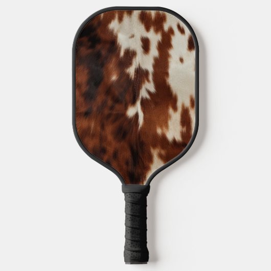 Brown Schwarz-weiß Cowhide Pickleball Schläger (Vorderseite)