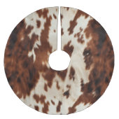 Brown Schwarz-weiß Cowhide Polyester Weihnachtsbaumdecke (Vorderseite)