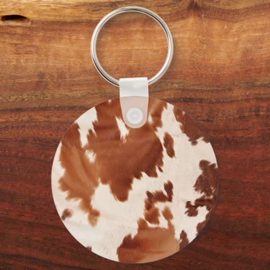 Brown Schwarz-weiß Cowhide Schlüsselanhänger (Rückseite)