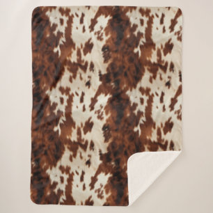 Brown Schwarz-weiß Cowhide Sherpadecke