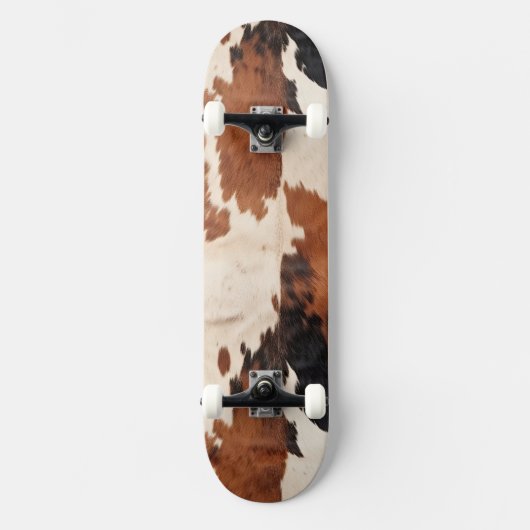Brown Schwarz-weiß Cowhide Skateboard (Vorderseite)