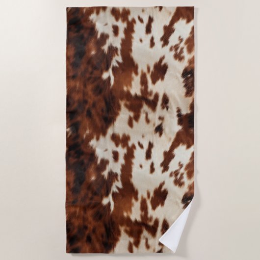 Brown Schwarz-weiß Cowhide Strandtuch (Vorderseite)