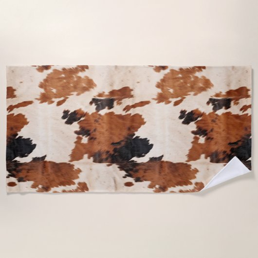 Brown Schwarz-weiß Cowhide Strandtuch (Vorderseite)