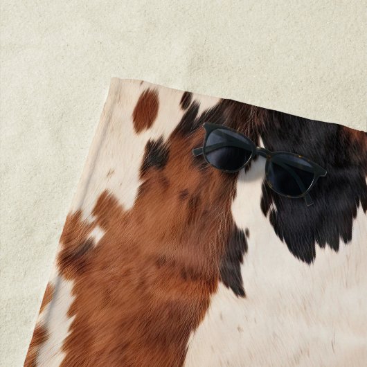 Brown Schwarz-weiß Cowhide Strandtuch (Beispiel)