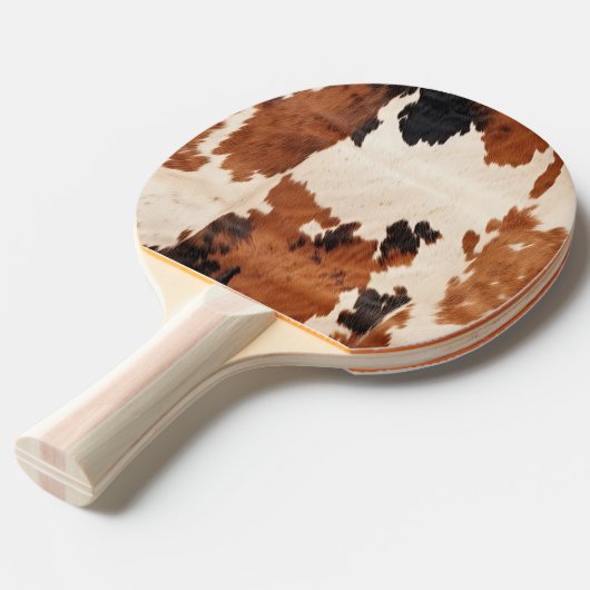 Brown Schwarz-weiß Cowhide Tischtennis Schläger (Vorderseite)