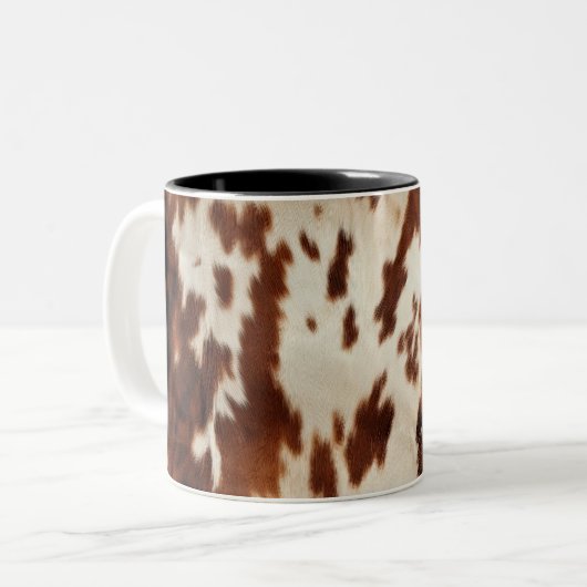 Brown Schwarz-weiß Cowhide Zweifarbige Tasse (Vorderseite Links)