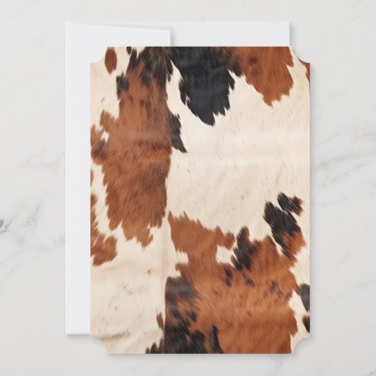 Brown Schwarz-weiß Imitats Cowhide Einladung (Rückseite)