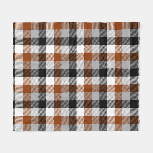 Brown Schwarz-weiß Twill Gingham Design Fleecedecke (Vorderseite (Horizontal))