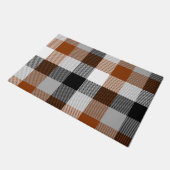 Brown Schwarz-weiß Twill Gingham Design Fußmatte (Schrägansicht)
