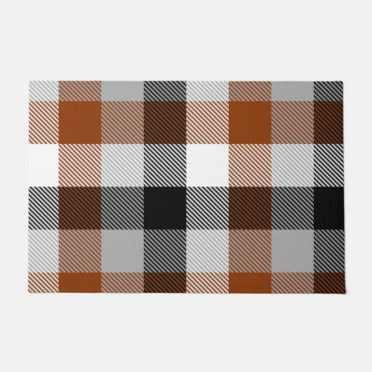 Brown Schwarz-weiß Twill Gingham Design Fußmatte (Vorderseite)